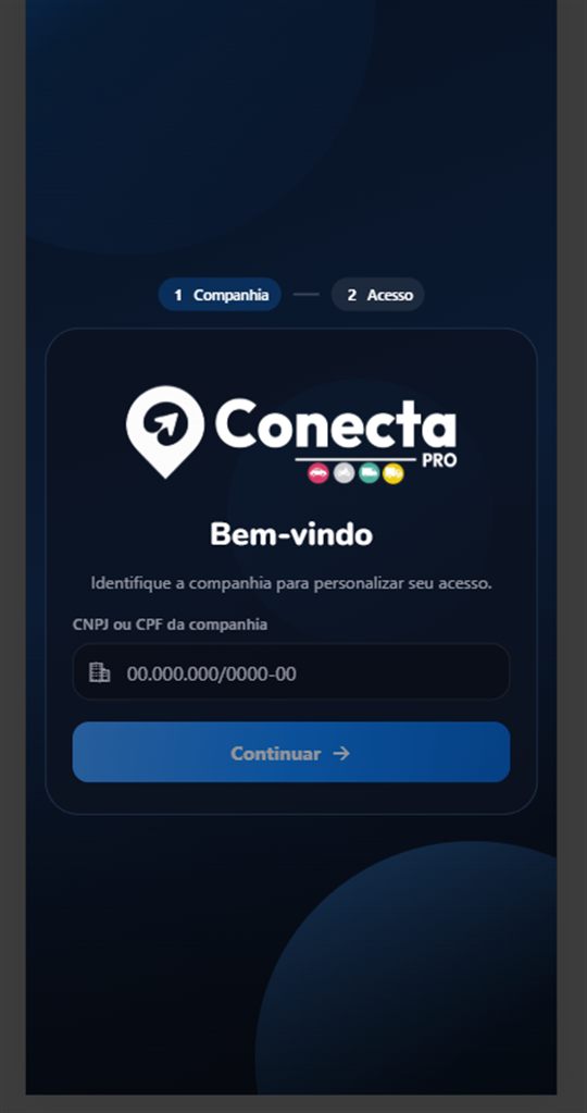 App Conecta Pro — tela de acesso da companhia